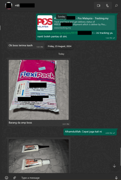 Penghantaran ke Singapore